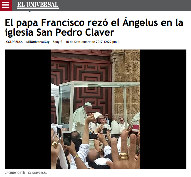 El papa Francisco rezó el Ángelus en la iglesia San Pedro Claver