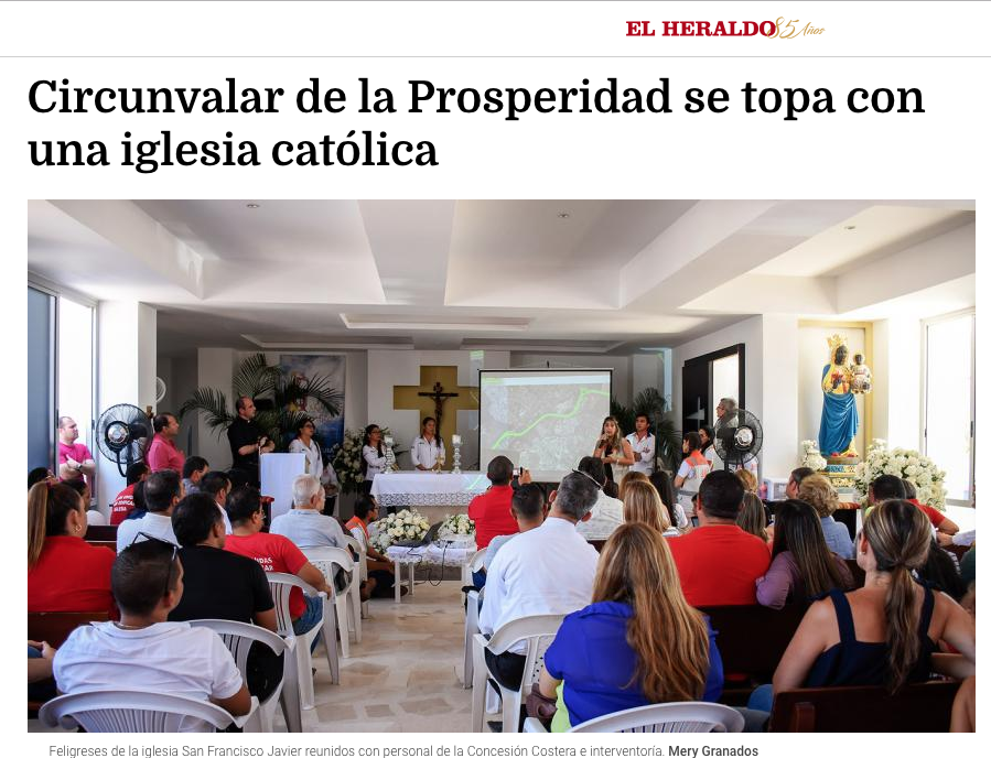 Circunvalar de la Prosperidad se topa con una iglesia católica
