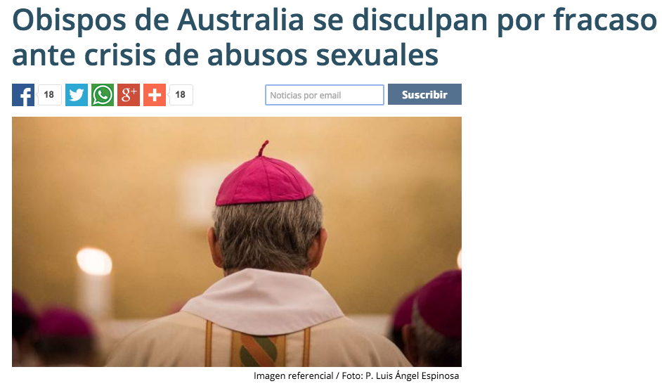 Obispos de Australia se disculpan por fracaso ante crisis de abusos sexuales