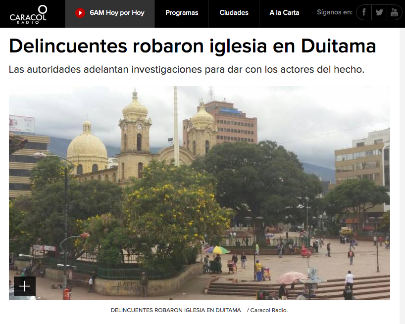 Delincuentes robaron iglesia en Duitama