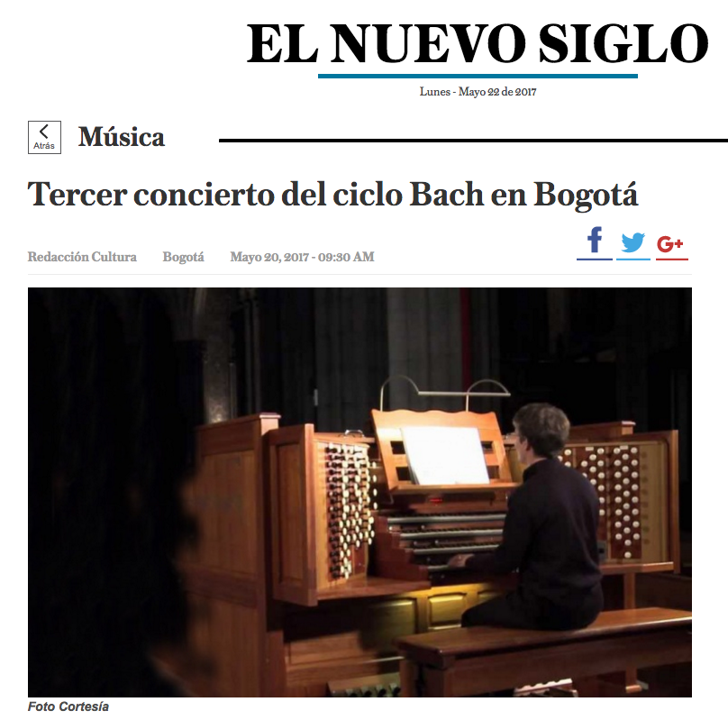 Tercer concierto del ciclo Bach en Bogotá