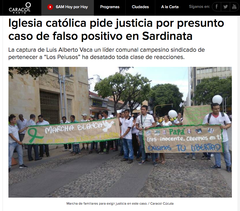 Iglesia católica pide justicia por presunto caso de falso positivo en Sardinata