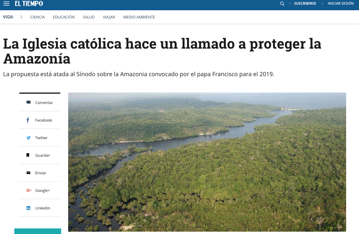La Iglesia católica hace un llamado a proteger la Amazonía