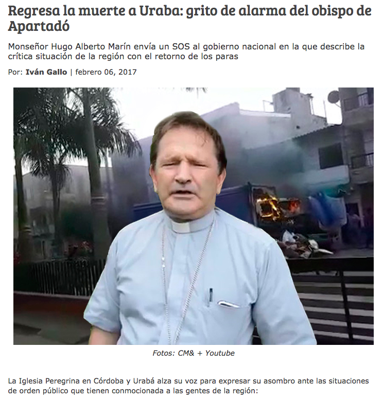 Regresa la muerte a Uraba: grito de alarma del obispo de Apartadó