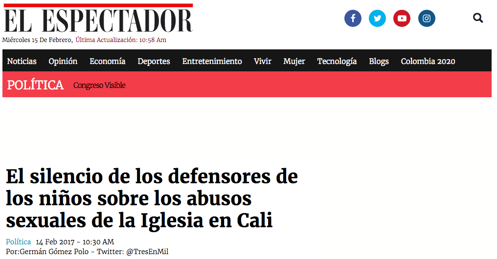 El silencio de los defensores de los niños sobre los abusos sexuales de la Iglesia en Cali