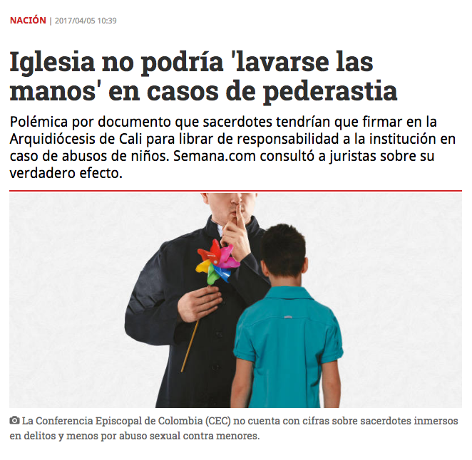 Iglesia no podría 'lavarse las manos' en casos de pederastia