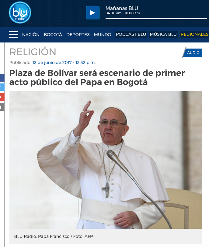 Plaza de Bolívar será escenario de primer acto público del Papa en Bogotá