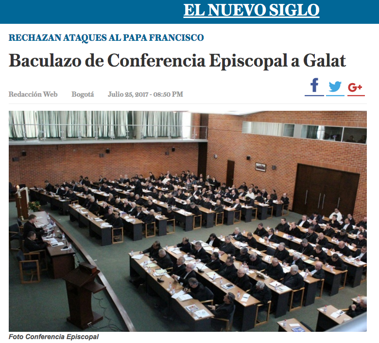 Baculazo de Conferencia Episcopal a Galat