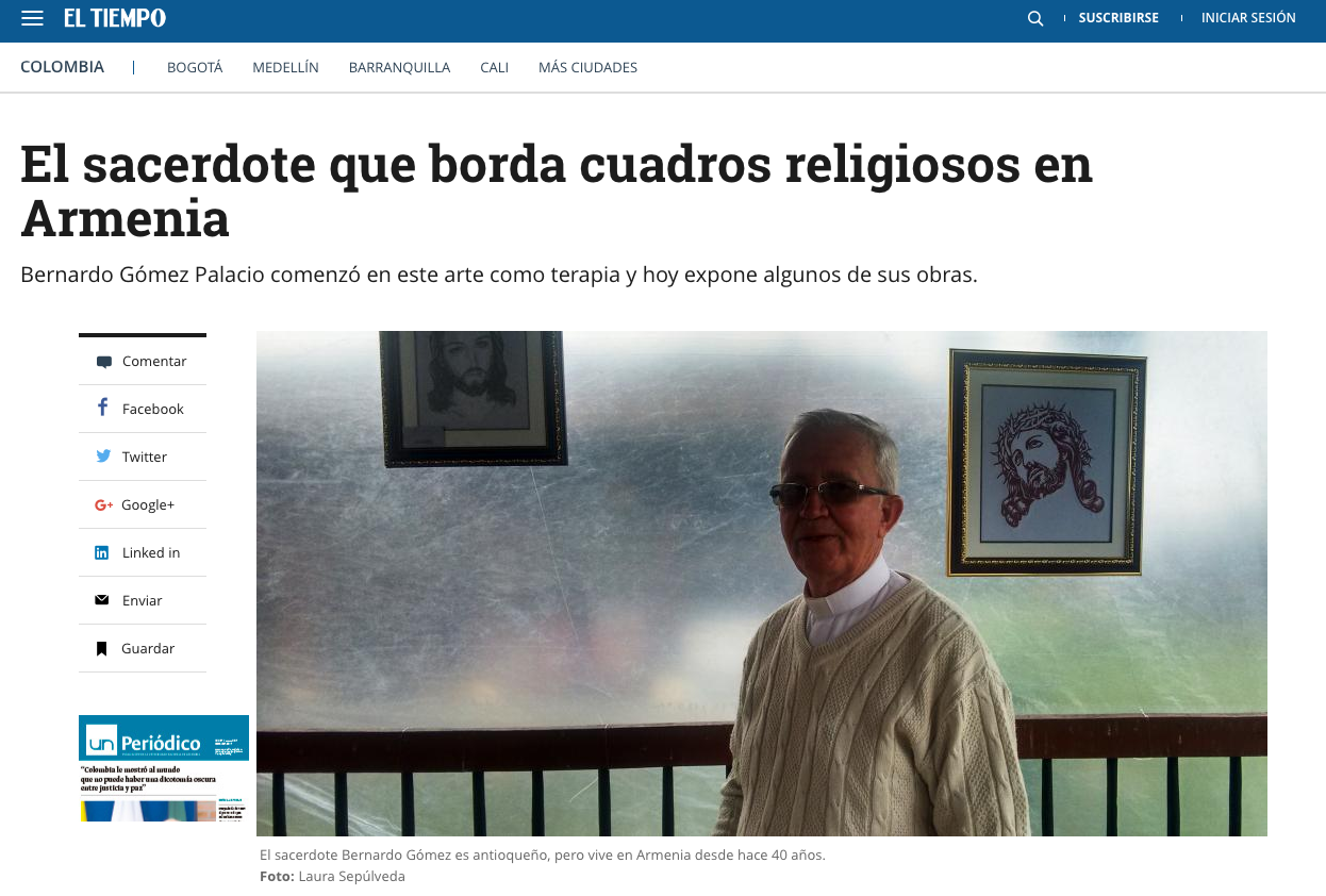 El sacerdote que borda cuadros religiosos en Armenia