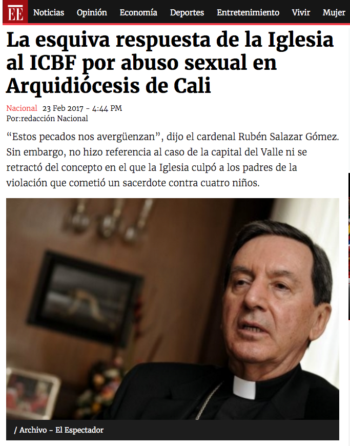 La esquiva respuesta de la Iglesia al ICBF por abuso sexual en Arquidiócesis de Cali