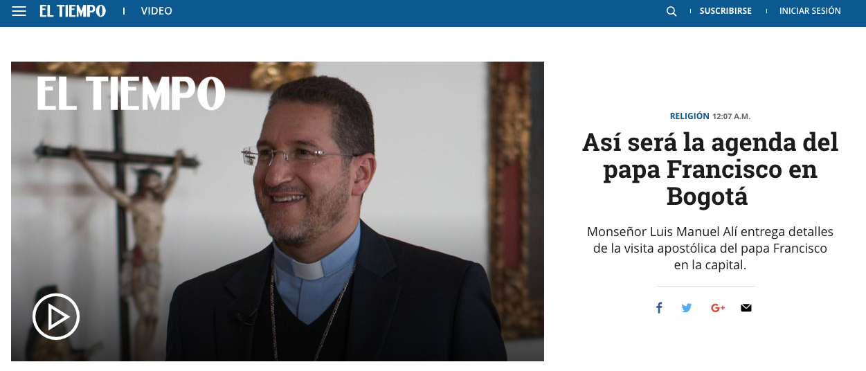 Así será la agenda del papa Francisco en Bogotá