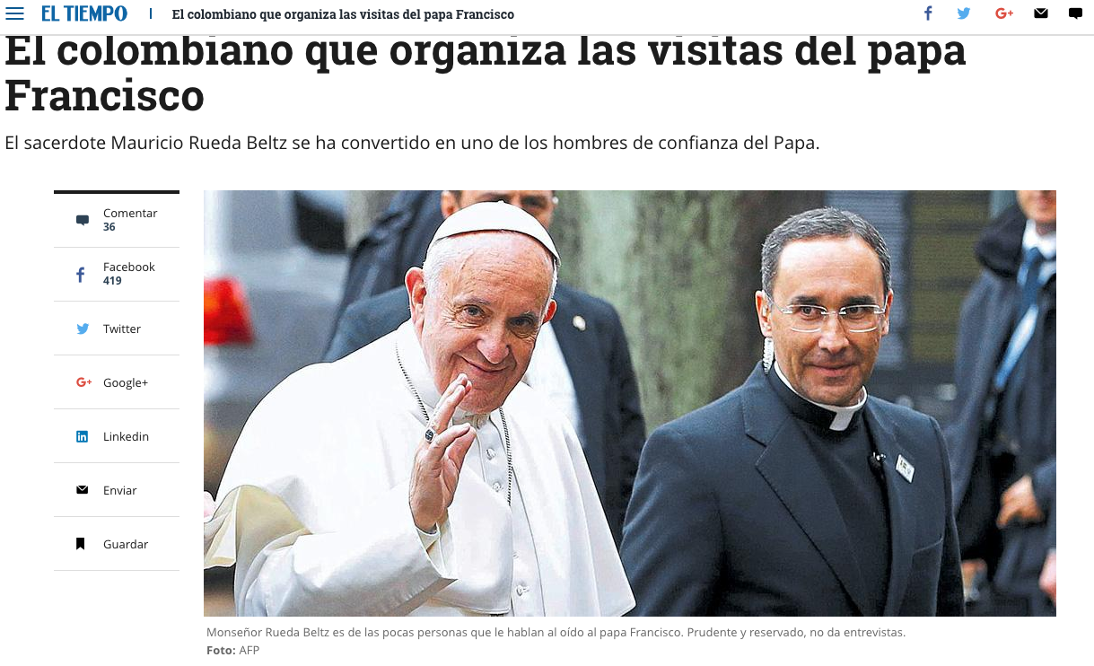 El colombiano que organiza las visitas del papa Francisco