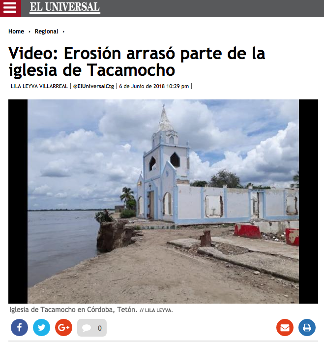 Erosión arrasó parte de la iglesia de Tacamocho