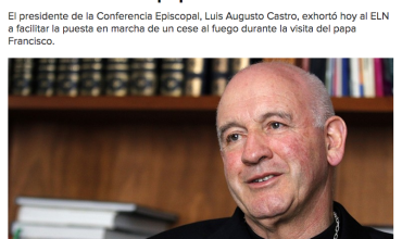 Iglesia pide al ELN un cese al fuego "de verdad" en visita papal