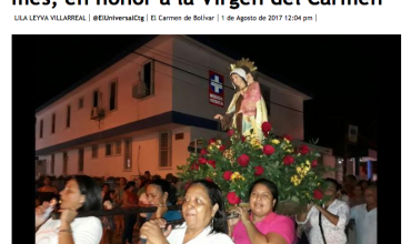 Iglesia católica cerró con procesión el mes, en honor a la Virgen del Carmen