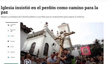 Iglesia insistió en el perdón como camino para la paz