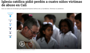 Iglesia católica pidió perdón a cuatro niños víctimas de abuso en Cali
