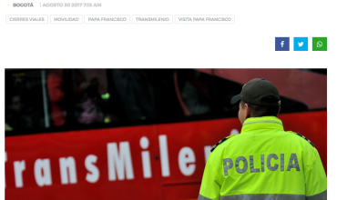 Así operará Transmilenio durante visita del papa Francisco