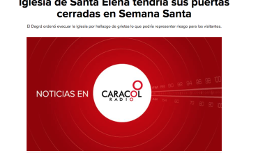 Iglesia de Santa Elena tendría sus puertas cerradas en Semana Santa