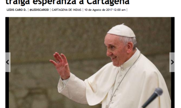 Iglesia espera que el papa Francisco traiga esperanza a Cartagena