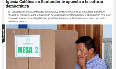 Iglesia Católica en Santander le apuesta a la cultura democrática