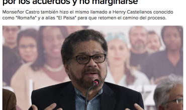 Iglesia Católica pide a Iván Márquez velar por los acuerdos y no marginarse