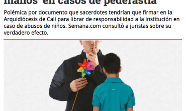 Iglesia no podría 'lavarse las manos' en casos de pederastia