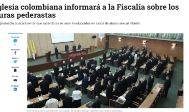 Iglesia colombiana informará a la Fiscalía sobre los curas pederastas