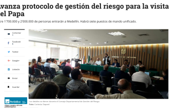 Avanza protocolo de gestión del riesgo para la visita del Papa