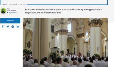 Iglesia Católica pide un proyecto de unidad en Colombia
